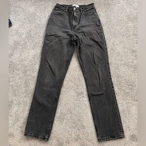 Abercrombie & Fitch High-Rise Straight Leg Jeans in Washed Black
